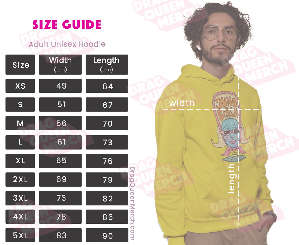 DragQueenMerch Hoodie Size Guide