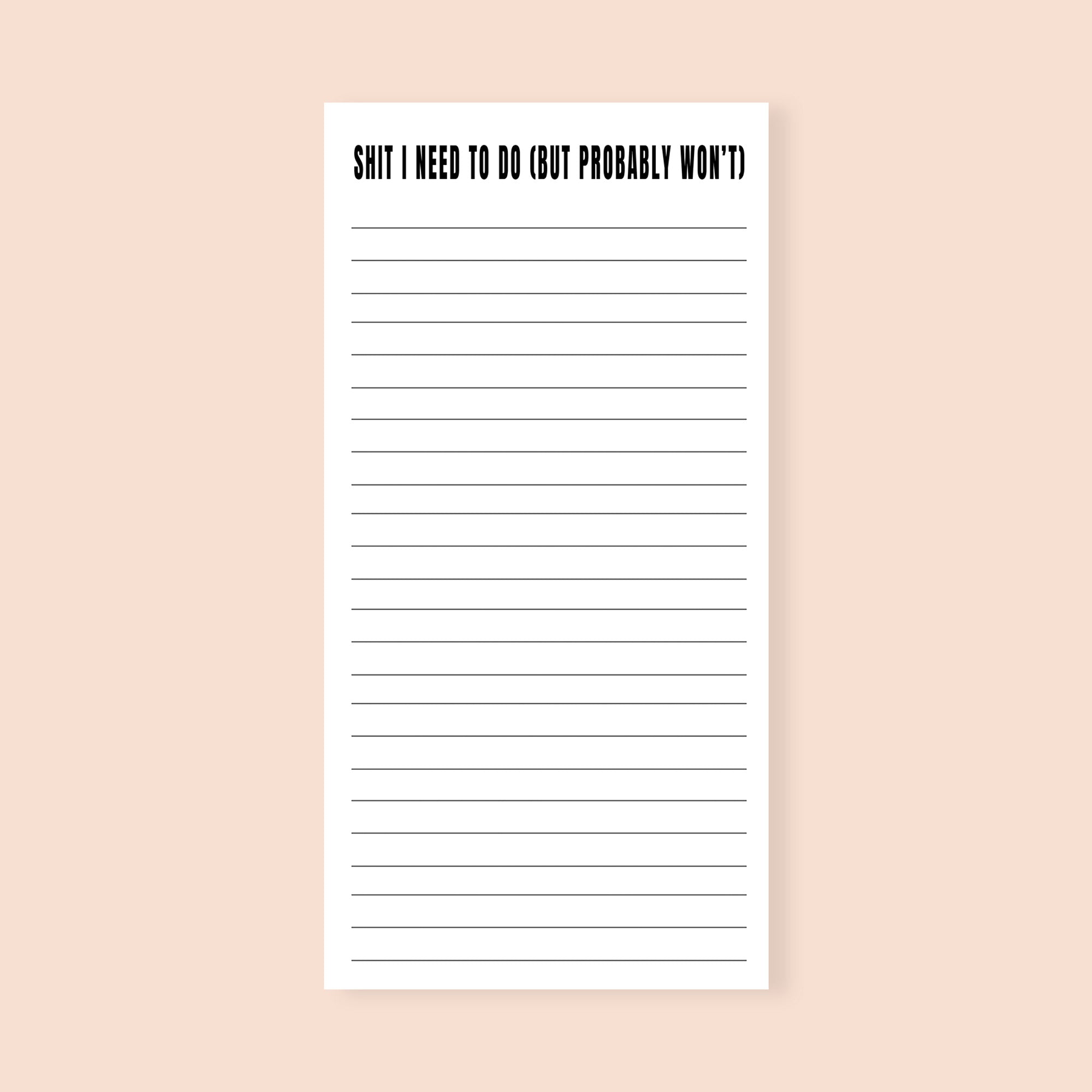 Shit I Need to Do (But Probably Won't) Funny Notepad