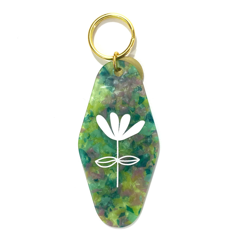 Floral Press Key Tag Keychain - Tulip