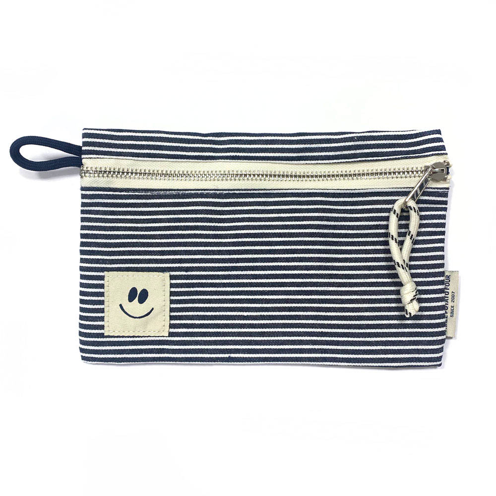 Zip Pouch - Hickory Stripe Smiley