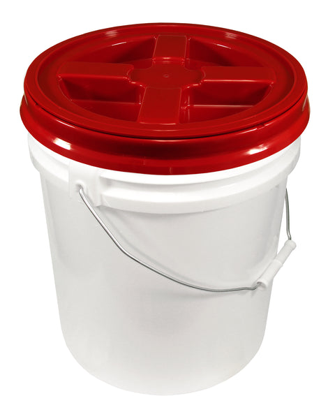 5 Gallon Bucket With Gamma Seal Lid TankBarn   5GalWhite Red Grande 