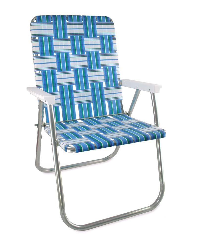 webbed folding aluminum lawn chair