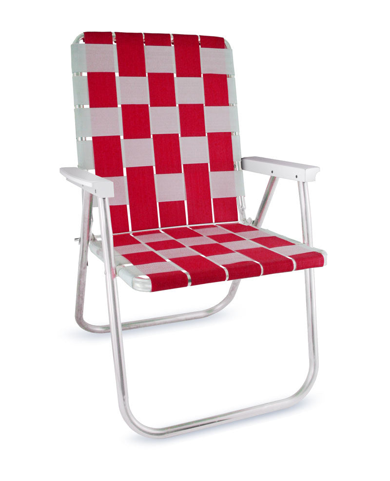 Lawn Chair USA - Orange & White Folding Aluminum Webbing Classic Chair