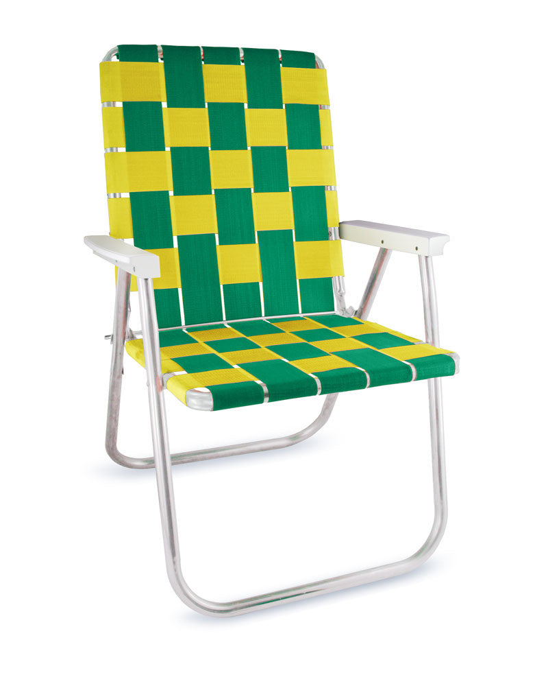 Lawn Chair USA Green Orange Folding Aluminum Webbing Classic Chair