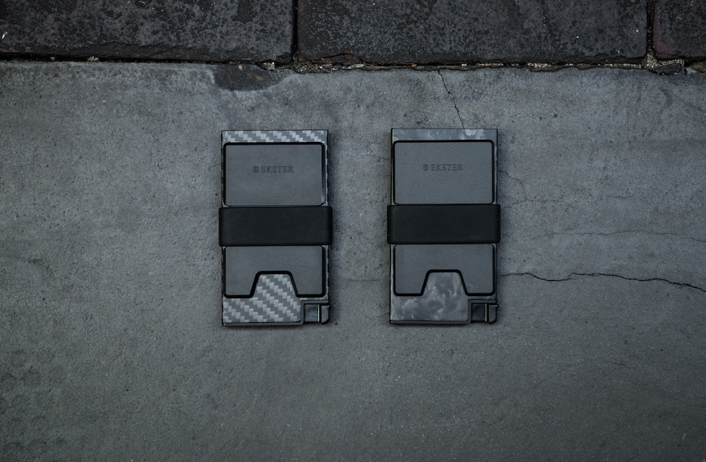two carbon fiber RFID wallets