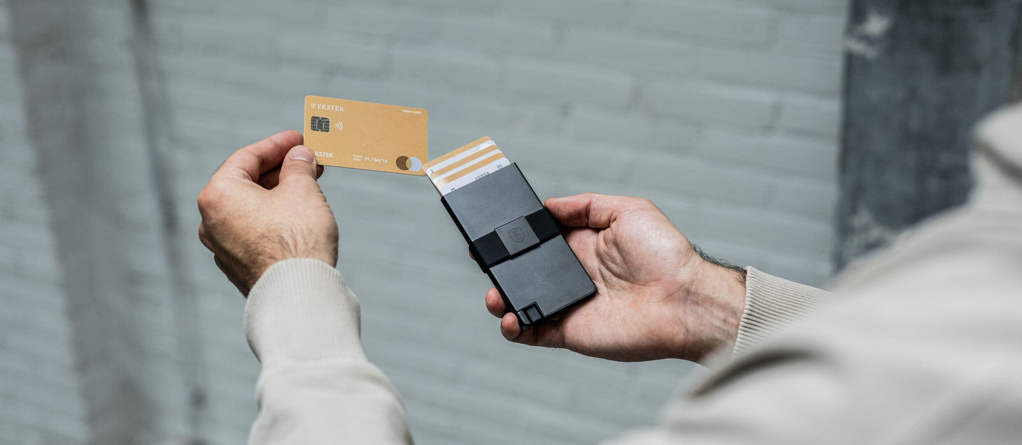 Ekster's Cardholder Pro can hold up to 14 cards and offers pop-up card access.