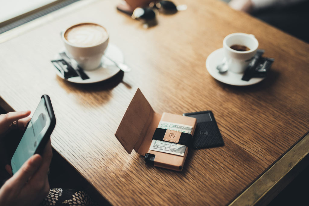 A card wallet on a table