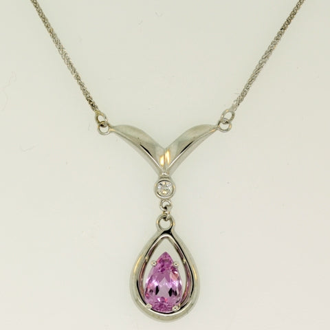 Samara 14KW Pink Topaz & Diamond Necklace