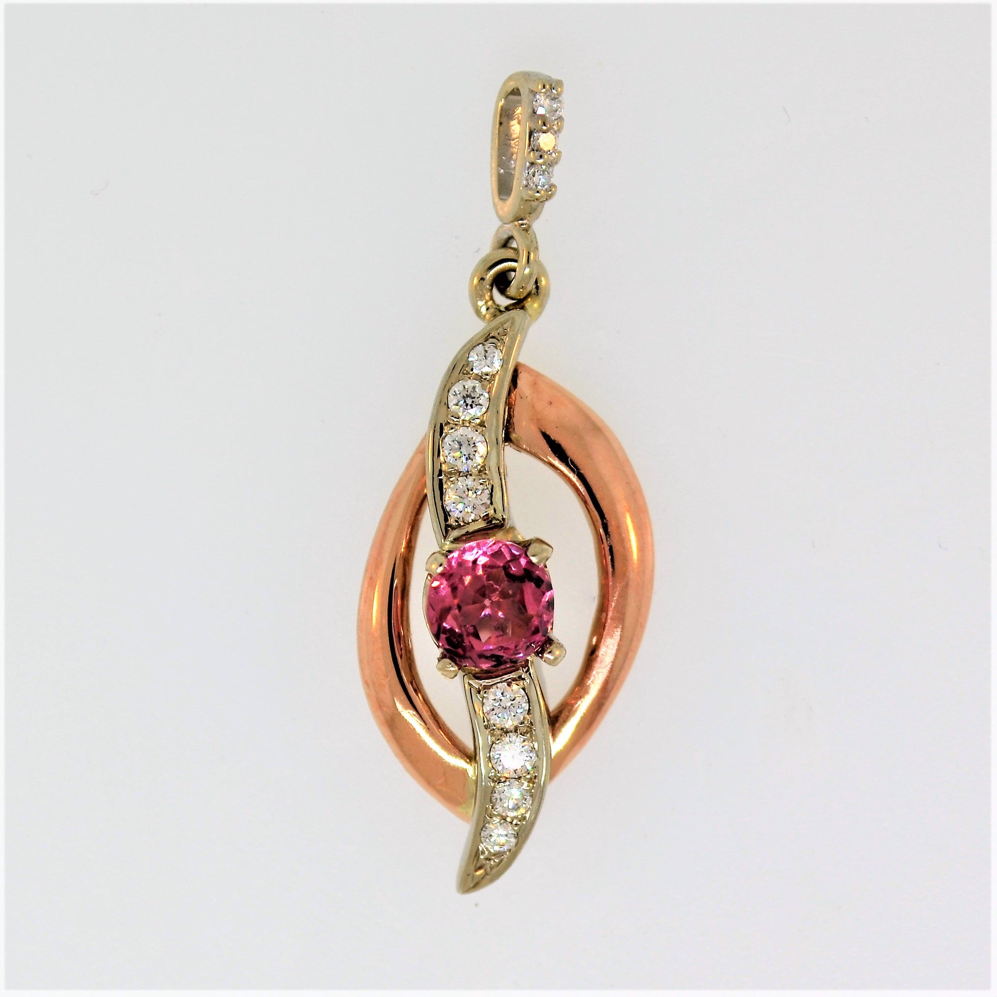 Samara 14KW&R Pink Tourmaline & Diamond Pendant