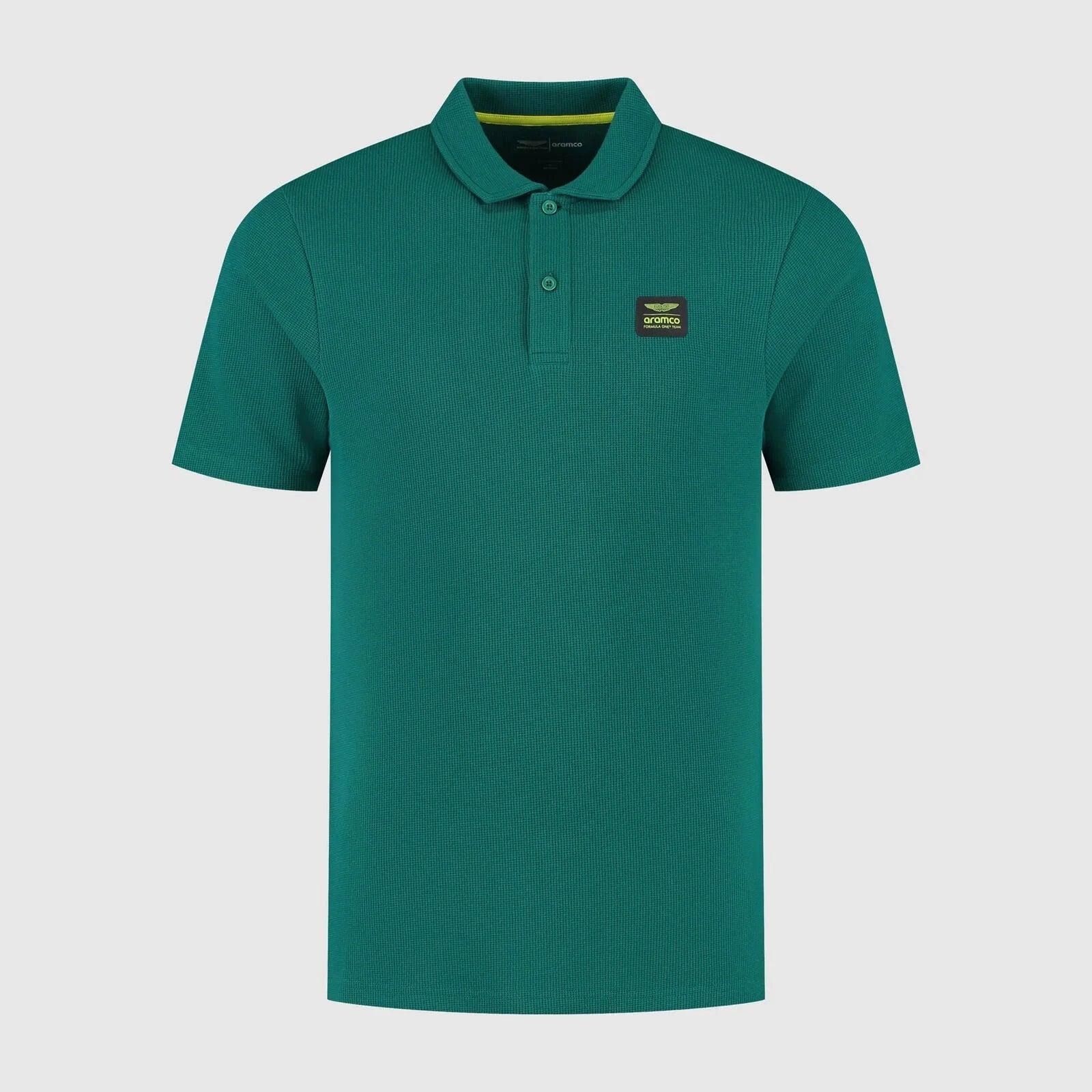 Aston Martin F1 Tech Men's Tech Waffle Polo Shirt - Black/Green