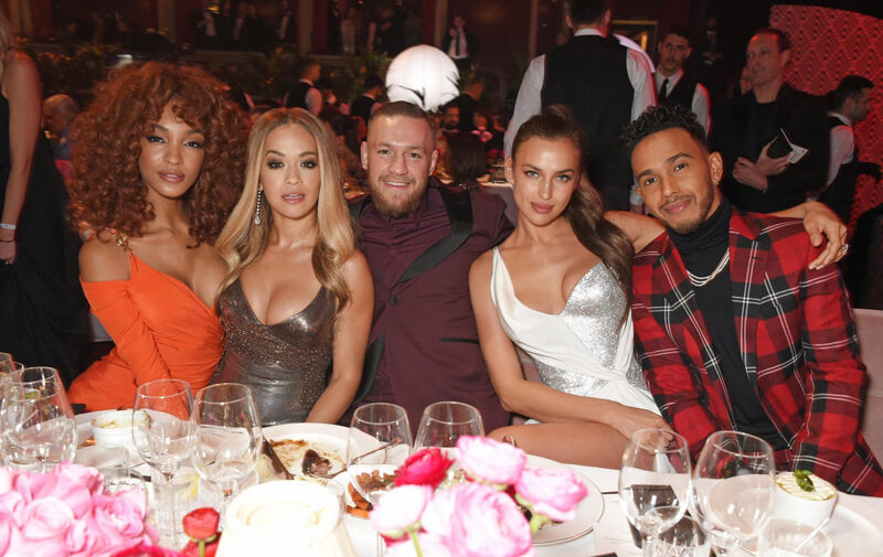 Lewis Hamilton, models Jourdan Dunn, Irina Shayk, singer Rita Ora, MMA pro Conor McGregor