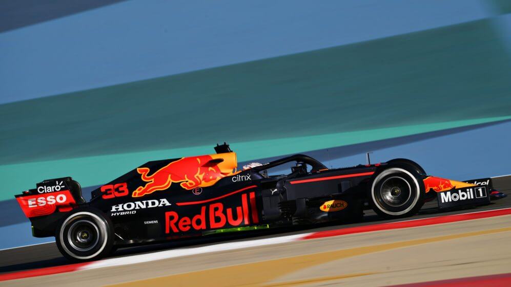 Red Bull car testing on a track before the new F1 season