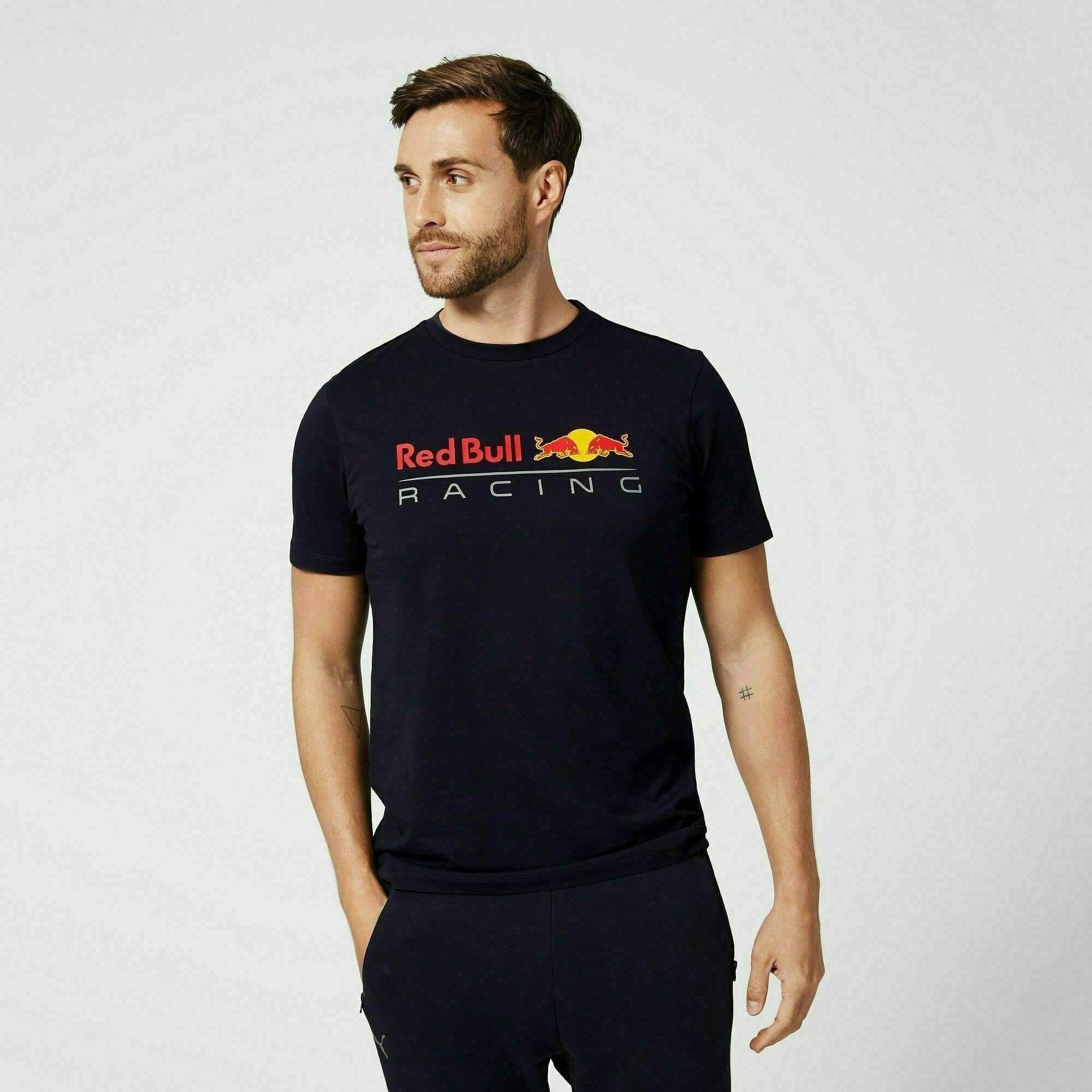 Red Bull Racing F1 Men S Large Logo T Shirt Navy White Orange