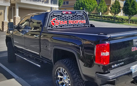 A unique custom headache rack on Chevy truck