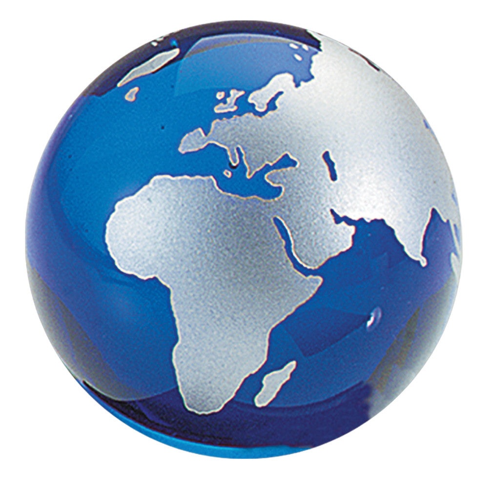 Mi 8279b Crystal Globe Paperweight Blue W Silver Minya Collections