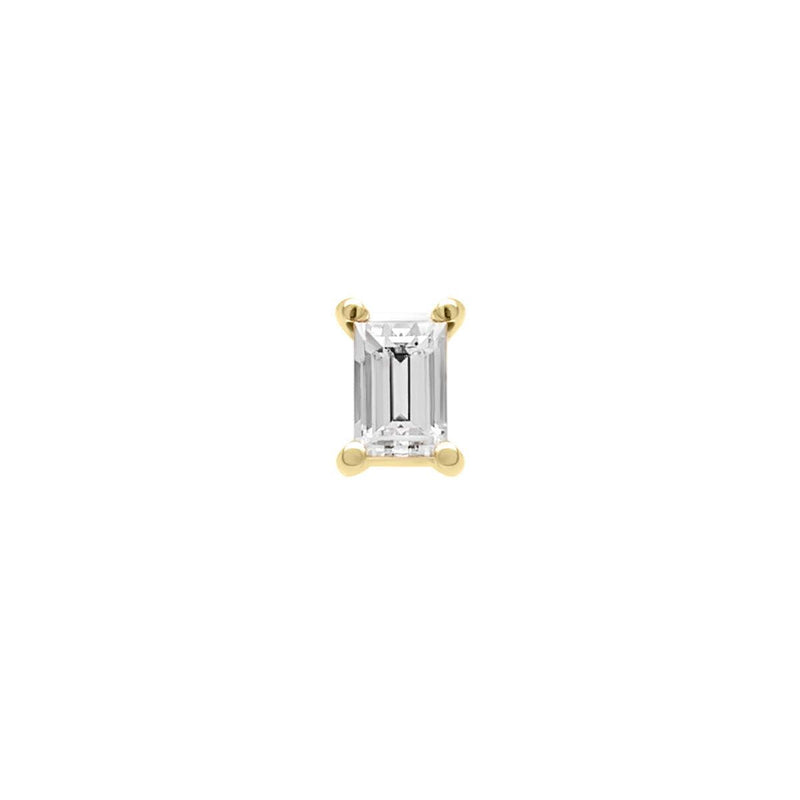 Mini Baguette Diamond Threaded Flat Back Earring | .5GMS .16CT | Singl ...