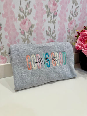 Colorful God is Good Embroidered Sweatshirt - Rich Broke Boutique