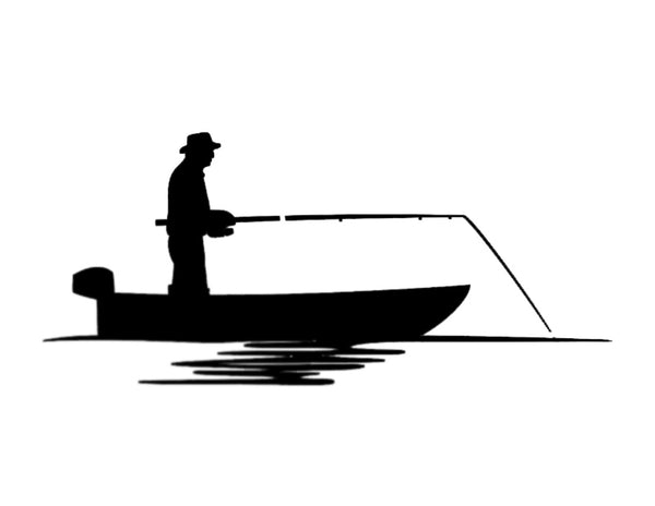 Download Man Fishing for Fish From His Boat - Custom Stencil - My ...