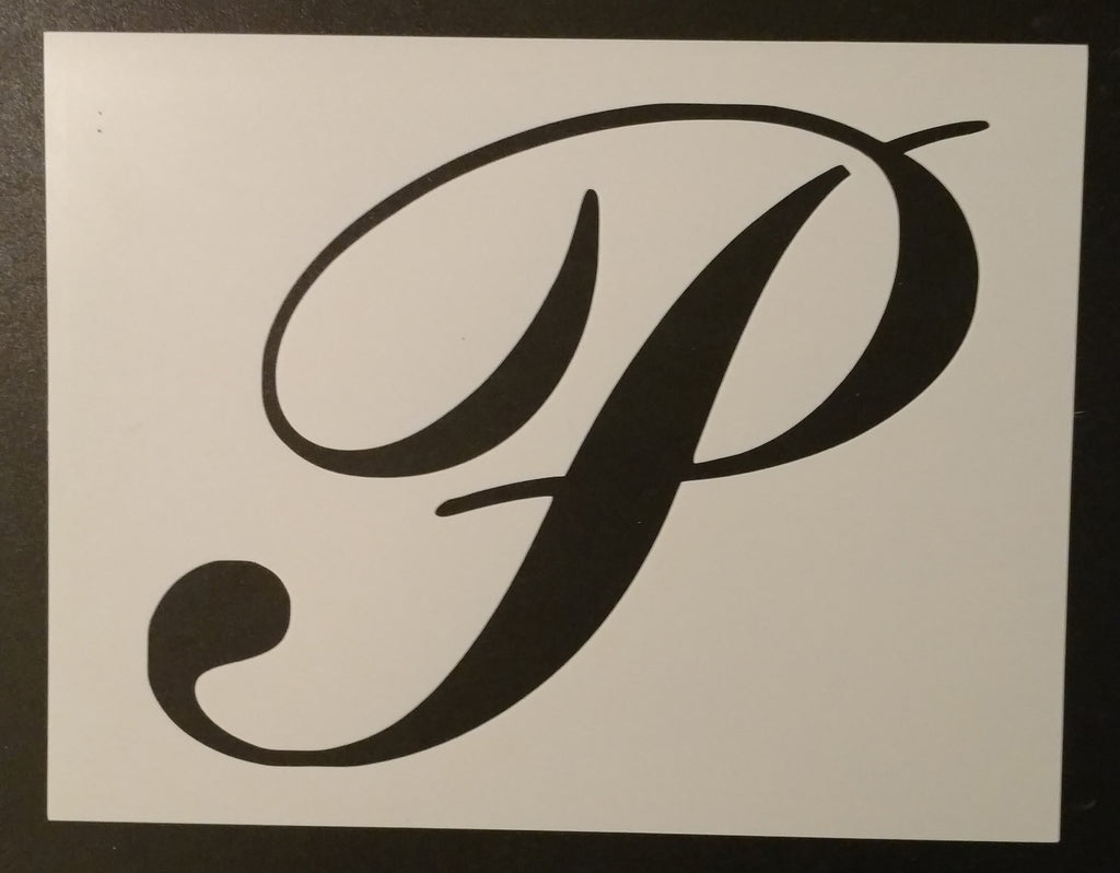 Large Big Script Cursive Letter P - Stencil - My Custom Stencils