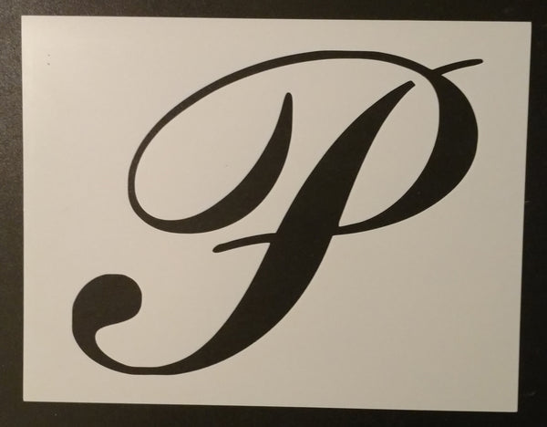 large big script cursive letter p stencil my custom stencils