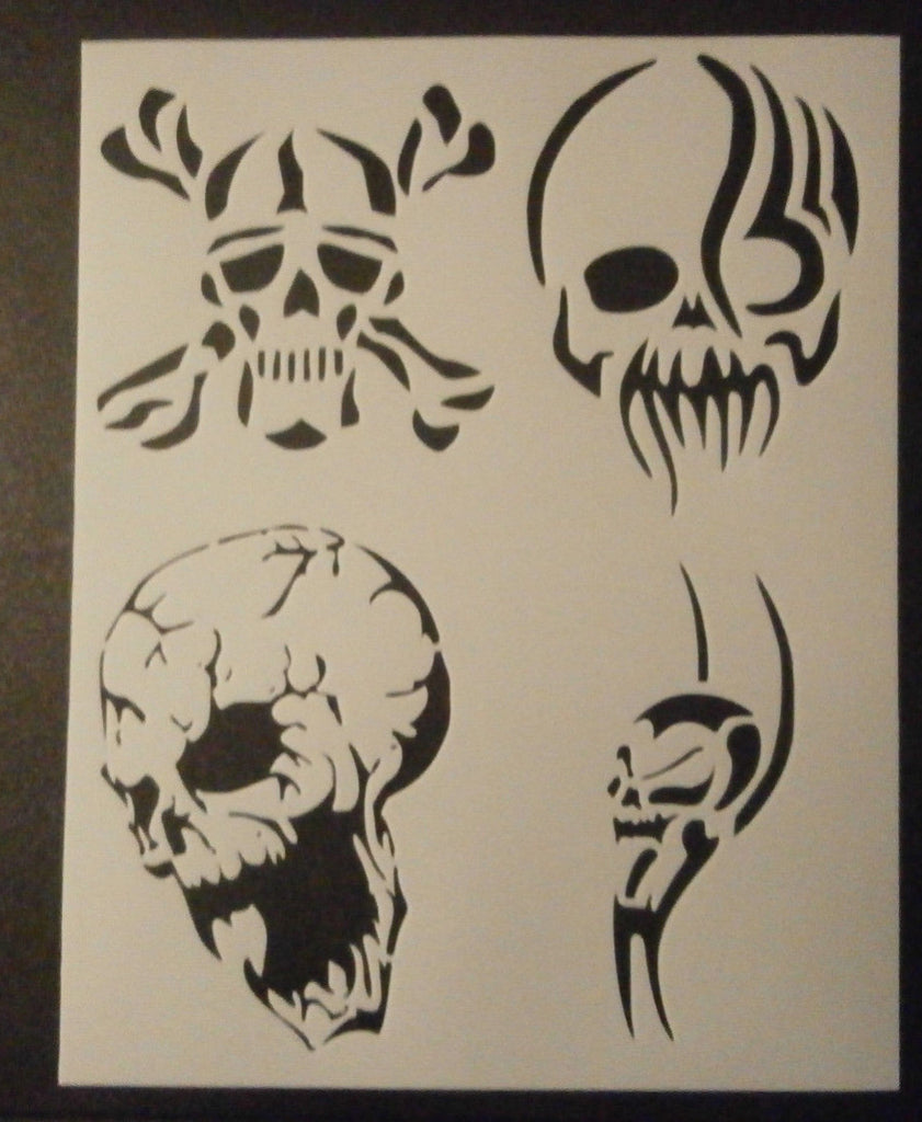 4 skulls stencil my custom stencils