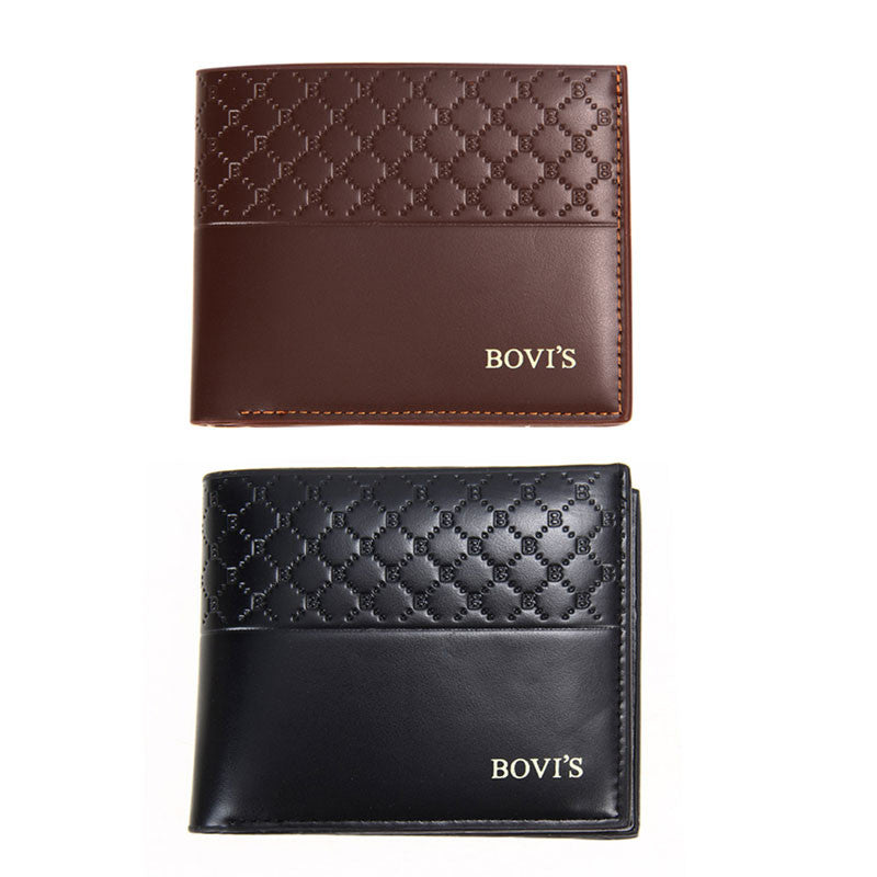 Fashion Men PU Leather Wallet Card Clutch Cente Bifold Wallet Mens Card Holder Plaid Design Purses P