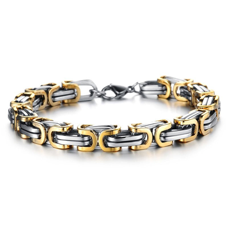 Men Bracelets Gold Chain Link Bracelet Stainless Steel Width 8mm Bracelet Y8 TIML66