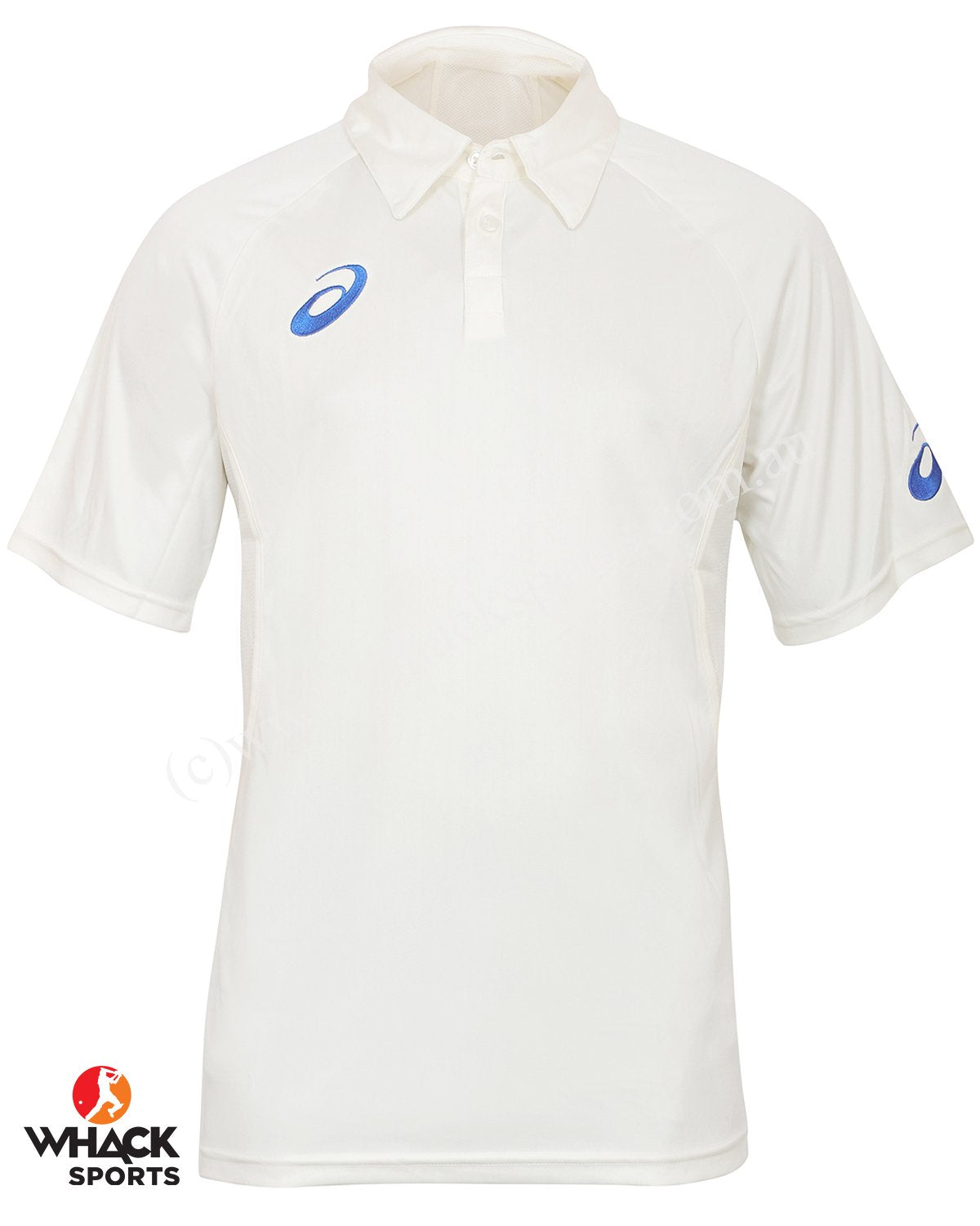 Asics Cricket Short Sleeve Shirt - Off White - Senior