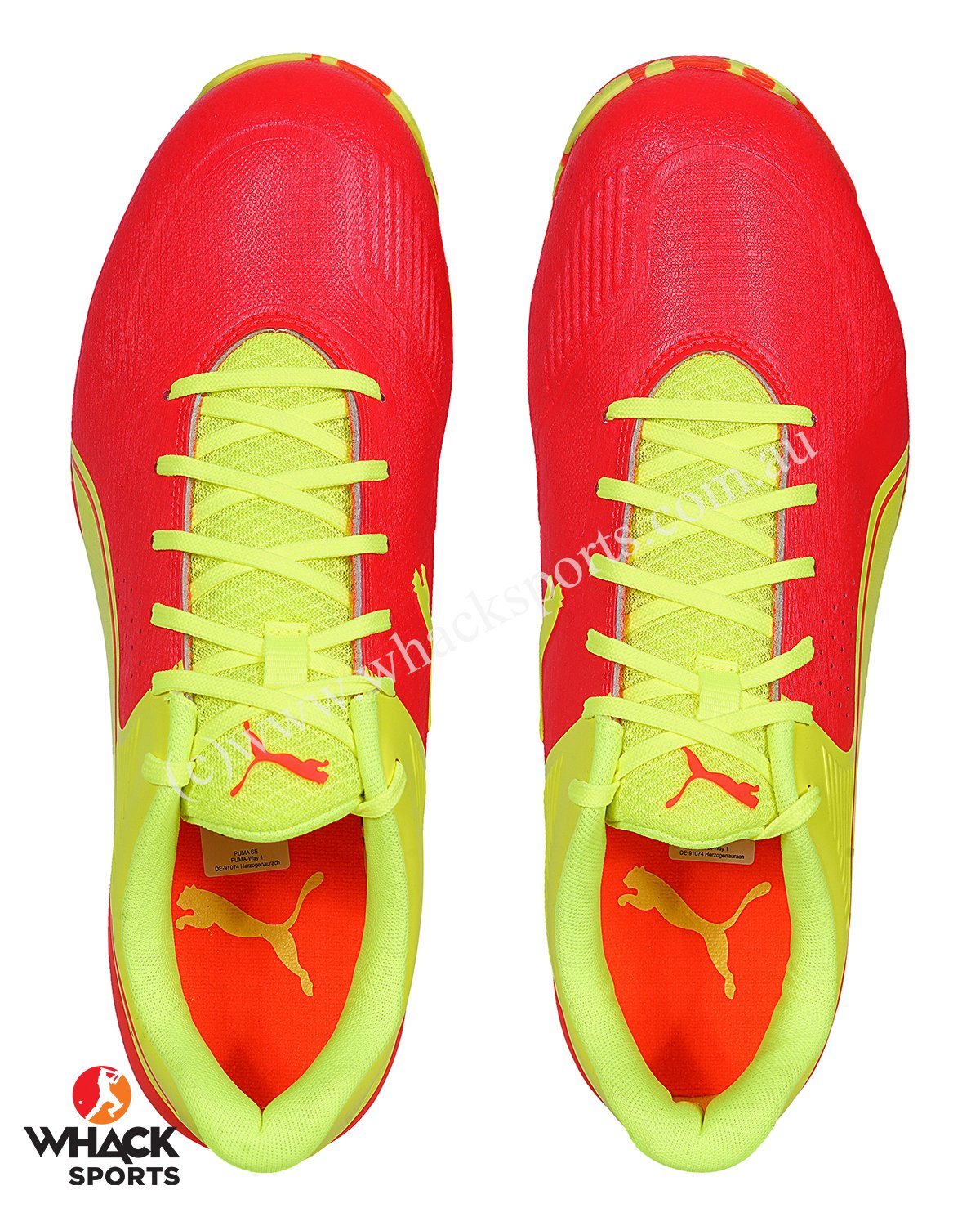 Puma 19 FH - Rubber Cricket Shoes - Red Blast/Yellow Alert – WHACK Sports