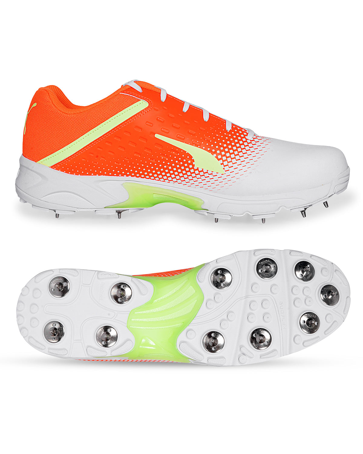 Puma 22.2 Cricket Shoes - Steel Spikes - White Yellow Orange - WHACK Sports product image