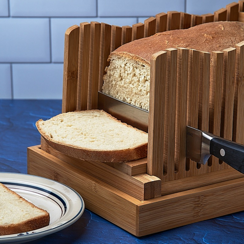 A Home Bamboo Bread Slicer For Homemade Bread Loaf – Wooden Bread