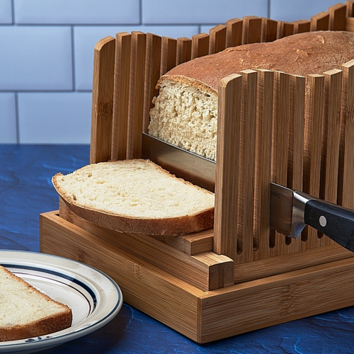 Bamboo Bread Slicer for Homemade Bread Loaf w/ Bread Cutting Board– Comfify