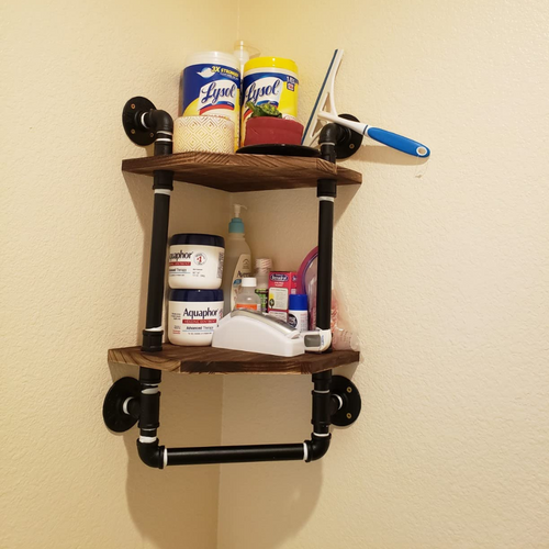 Bathroom Corner Shelf w/ Pipe Towel Bar– Comfify