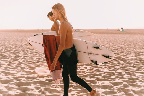 Morning surf with the Bordeaux towel