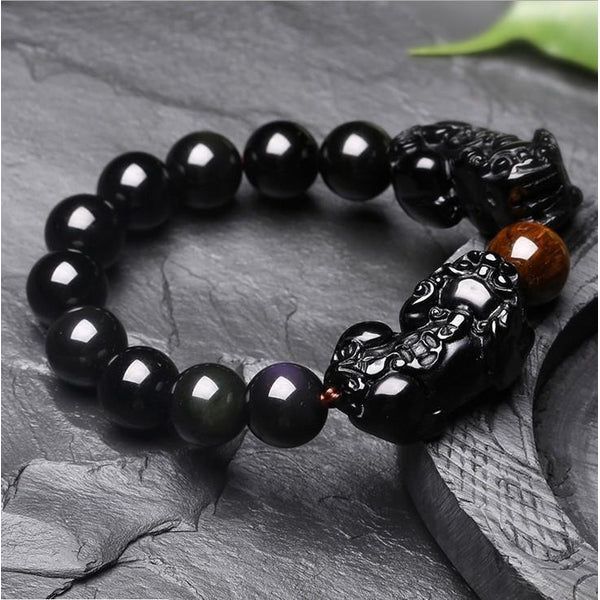 black obsidian pixiu bracelet