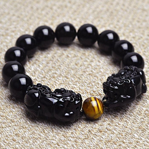 black obsidian pixiu bracelet