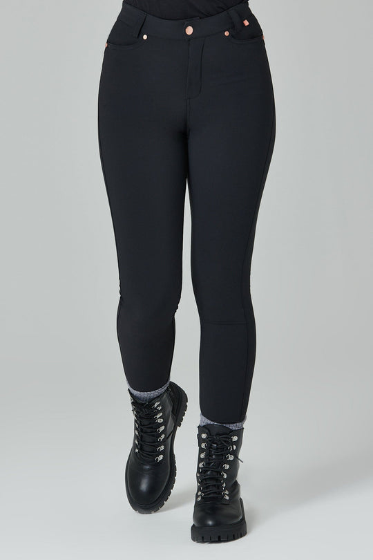 Womens Black Polyester Solid Tights