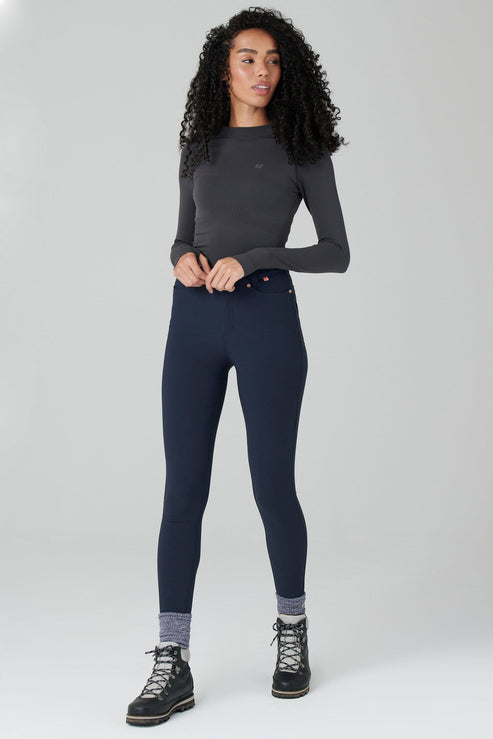 Thermal Skinny Outdoor Trousers Deep Navy Fleece Lined