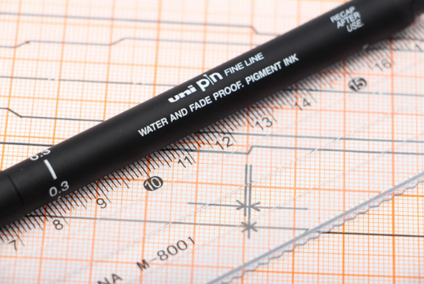 Uni Pin Fine Line Pen, Black 