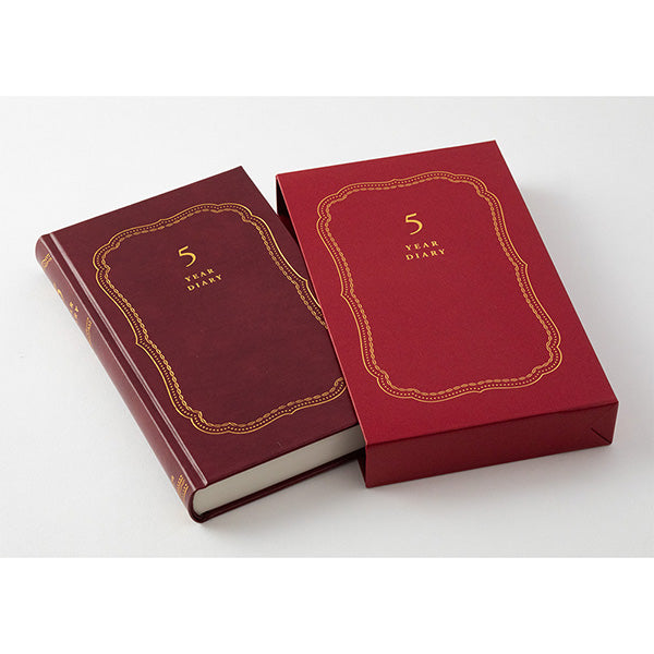 Midori 5 Years Diary Recycled Leather Cover Red Bunbougu