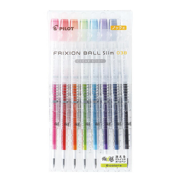 Pilot Frixion Ball Slim Gel Pen Clear Body Version 8 Colour Set Bunbougu