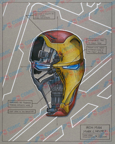 Iron Man Broken Helmet Framed Print Thosenerdysketches Comic Sandwiches