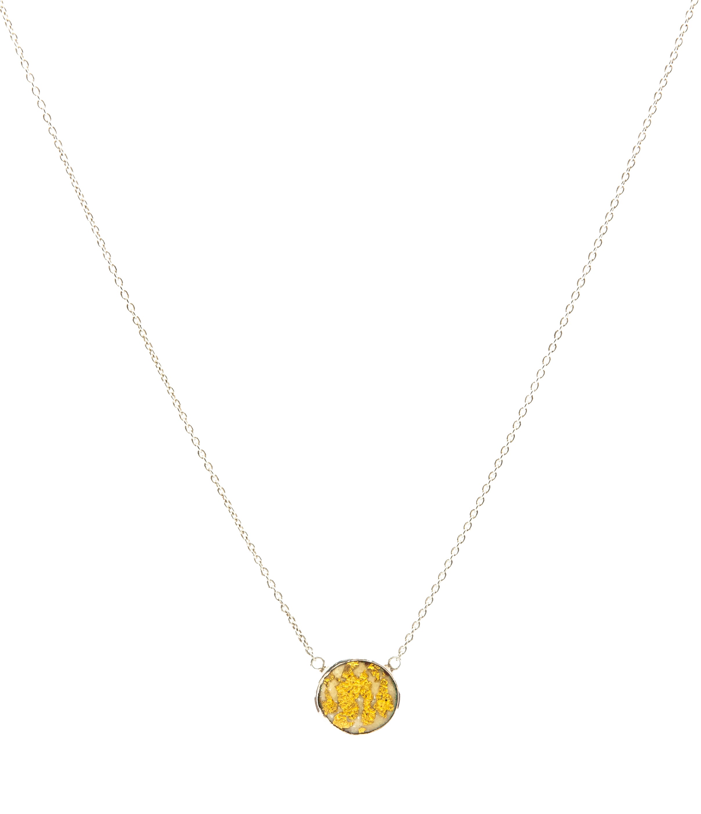 Petite 24kt Gold Leaf Enamel Necklace 