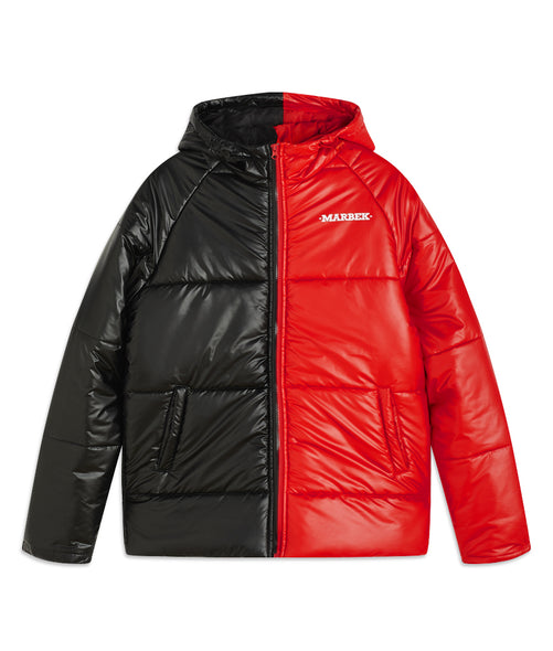 half black half red jacket