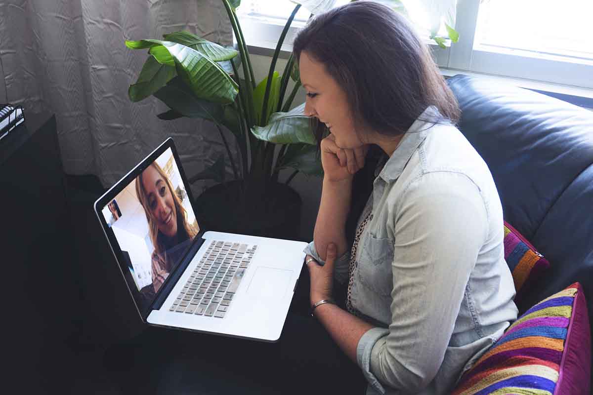 Two girls talking on video chat