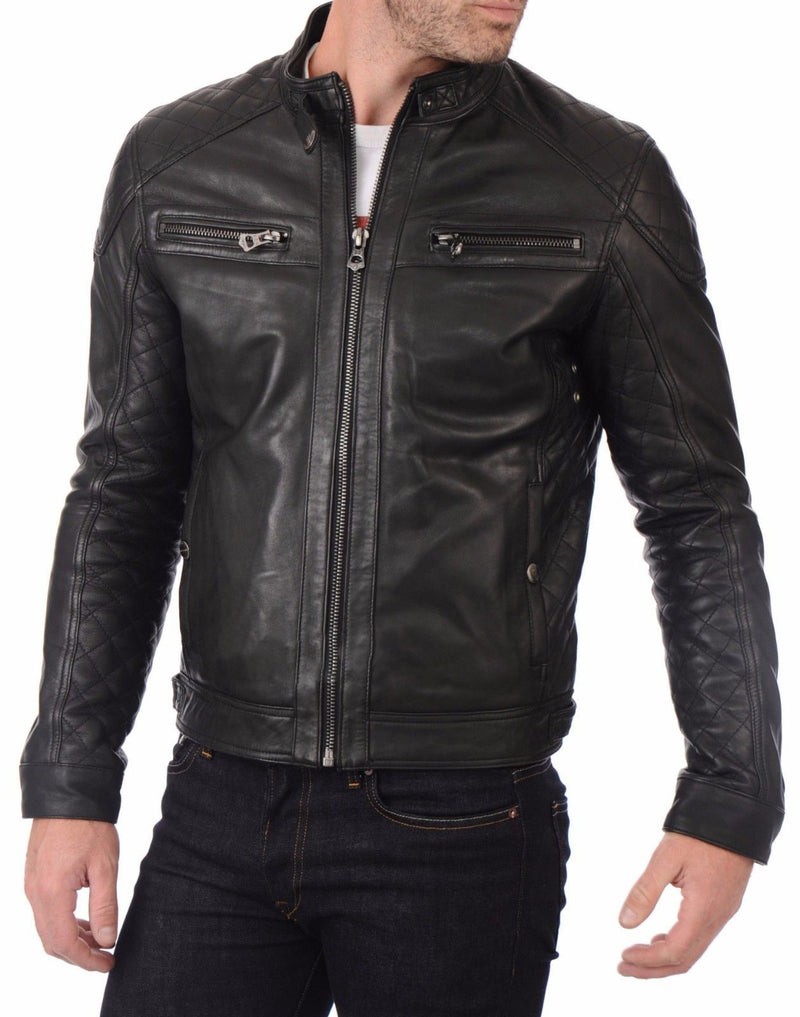 Men Real Lambskin Leather Jacket KM001 - Koza Leathers