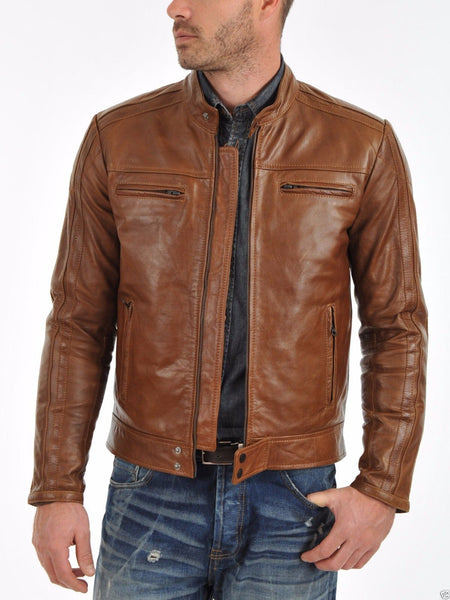 Men Real Lambskin Leather Jacket KM010 - Koza Leathers