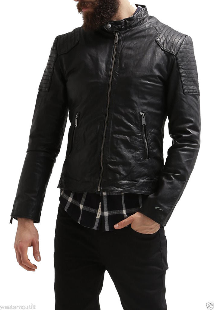Men Real Lambskin Leather Jacket KM012 - Koza Leathers