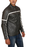 Biker Jacket - Men Real Lambskin Motorcycle Leather Biker Jacket KM427 - Koza Leathers