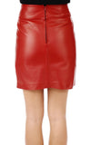 Knee Length Skirt - Women Real Lambskin Leather Slim Fit Skirt WS088 - Koza Leathers